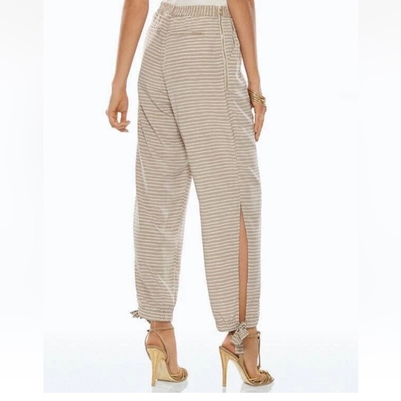 Chico’s Black Label Striped Beige and White Jogger Pants size 2 Large - Picture 2 of 10